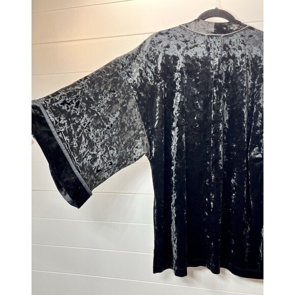 Anthropologie Pleione Velvet Kimono Cardigan Small Black Open Front Whimsy Goth - Picture 7 of 10